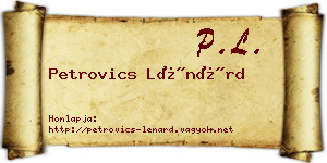 Petrovics Lénárd névjegykártya